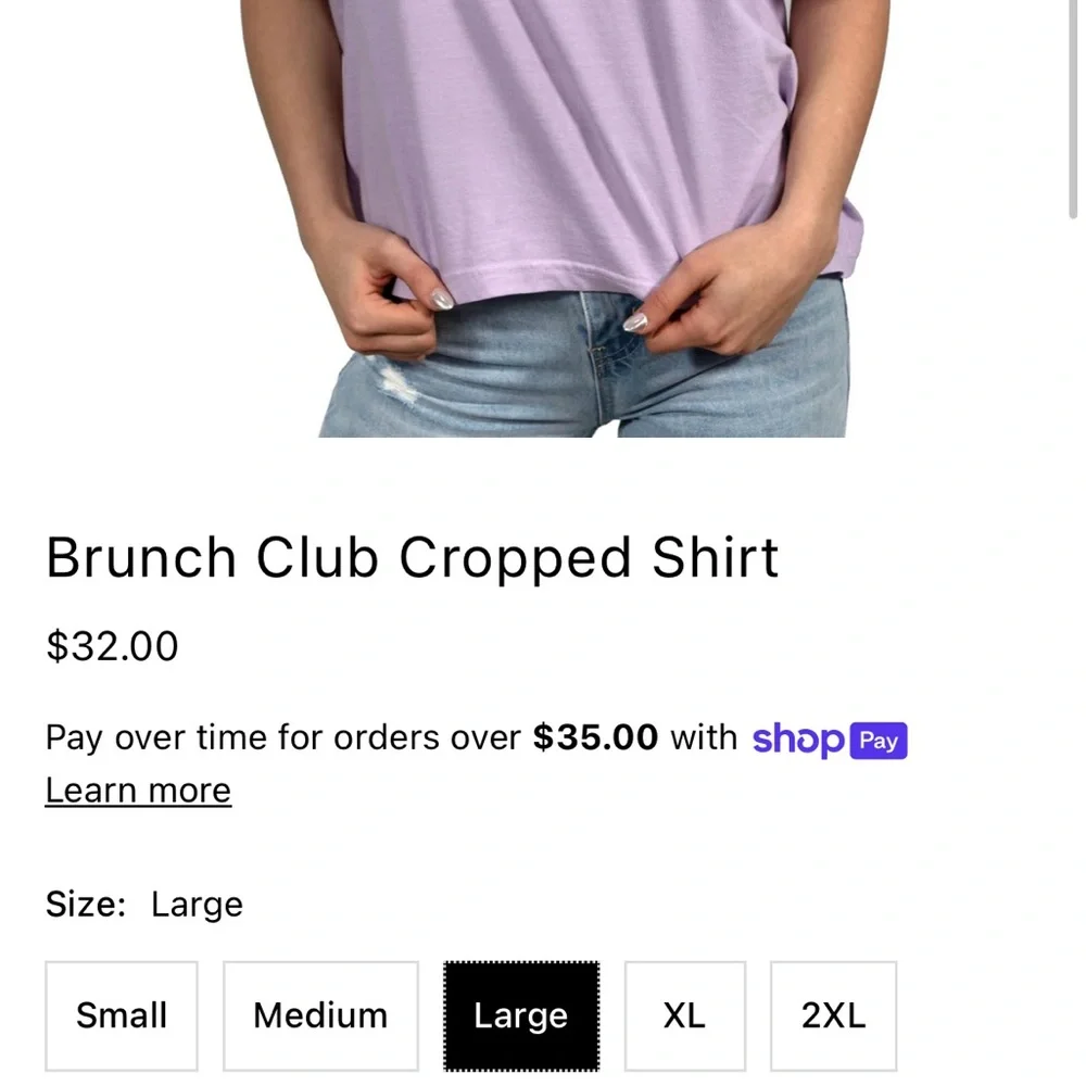 COMFORT COLORS Lilac/Pastel Pink 'Brunch Club' Heavyweight Cotton Cropped Tee Lg